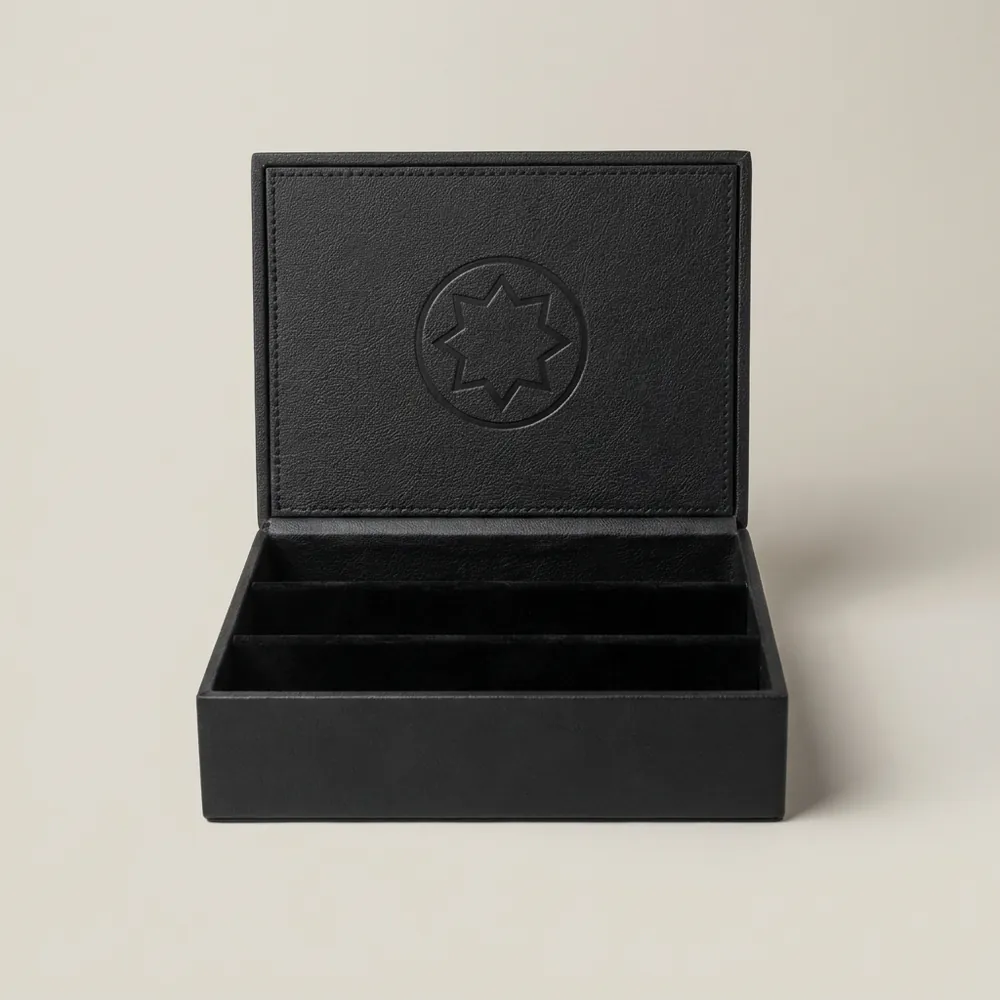 Luxury leather box with velvet compartments